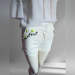 XOXO Statement Boutique Embellished Ivory Shorts Size Medium